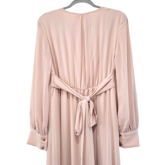 Baltic Born Lydia Maxi Dress in Natural V-Neck Cuff Long Sleeve Chiffon Dress M - Picture 8 of 12